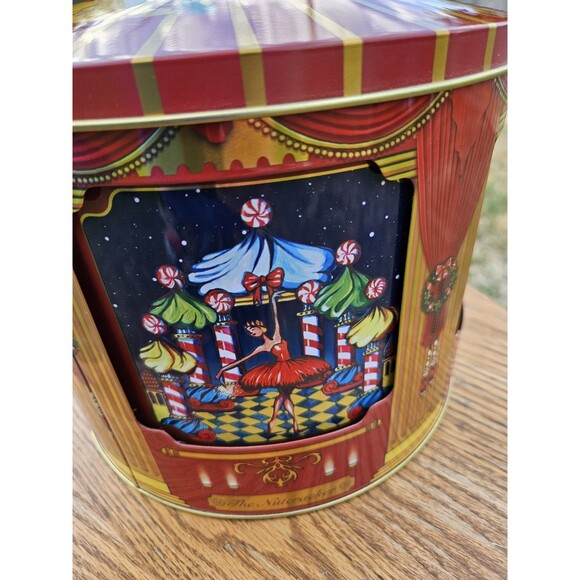 The Nutcracker Wind-Up Musical Tin Carousel w/4 Windows and 6 Compartments w/Lid - Picture 3 of 13